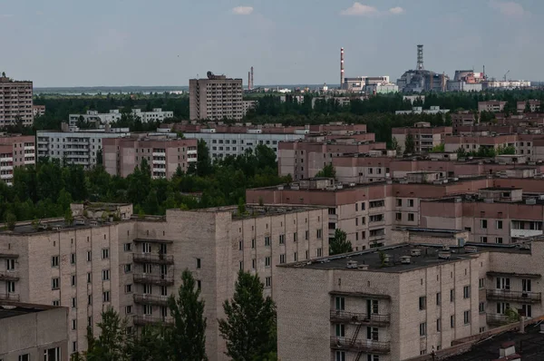 Panorama Ciudad Prypiat Zona Exclusión Chernobyl Chernóbil Central Nuclear Zona — Foto de Stock