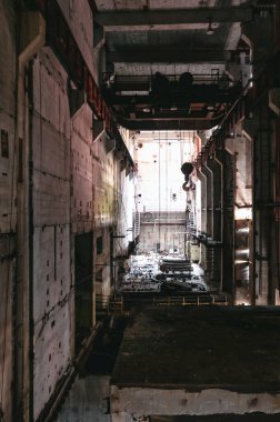 Pripyat, Çernobil Yasaklama Bölgesi 'nde 5 ve 6 numaralı reaktörler. Ukrayna Sovyetler Birliği 'nde Çernobil Nükleer Santrali Yabancılaşma Bölgesi