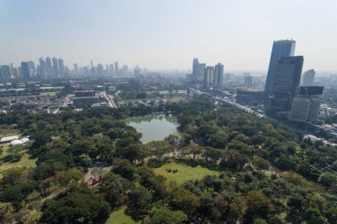 Lumpini park in Bangkok City Thailand Aerial Drone Photo Asia clipart