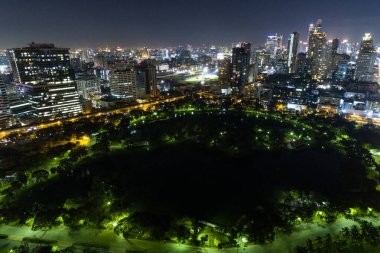 Bangkok Şehri Tayland Hava Aracı Gece Fotoğrafı Asi