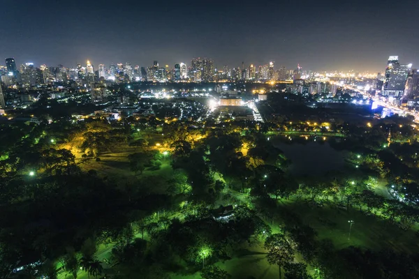 Bangkok City Tailandia Drone Aéreo Noche Foto Asi — Foto de Stock
