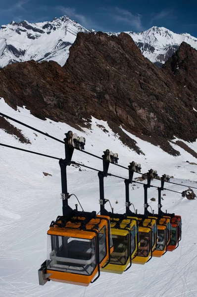 Grave Meije Cable Car Les Deux Alpes Resort Winter Mountains — 스톡 사진