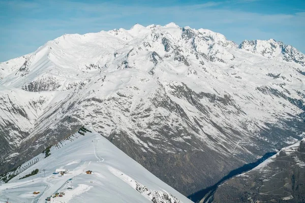 Ośrodek Les Deux Alpes Zimą Góry Alpach Francuskich Alpy Rodanowe — Zdjęcie stockowe