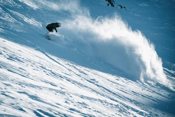 Poudre Freeride Snowboard Dans Les Deux Alpes Resort Hiver Montagne — Photo