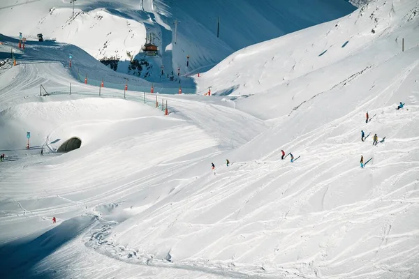 Freeride Powder Snowboarding Les Deux Alpes Resort Winter Mountains French — Stock Photo, Image