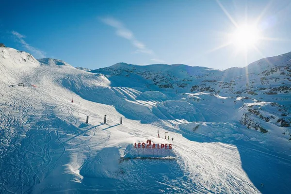 Ośrodek Narciarski Les Deux Alpes Zimą Alpy Francuskie Alpy Rodanowe — Zdjęcie stockowe