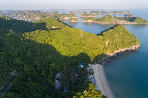 Ha Long Bay, Cat Ba Island, Vietnam, descending dragon bay Asia Aerial Drone Photo View