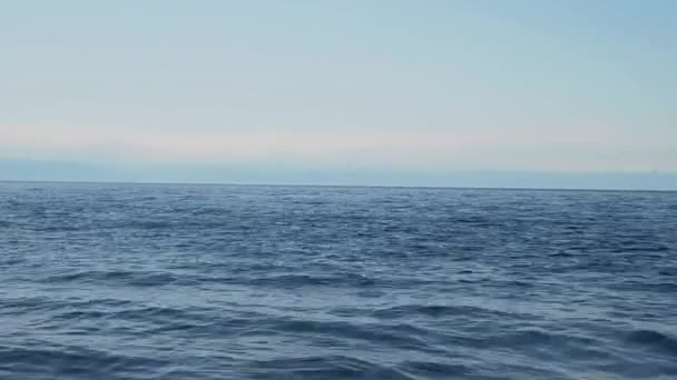 Tranquila Extensión Del Mar Pequeñas Olas Cielo Azul Las Nubes — Vídeo de stock