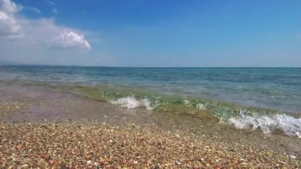 Εκπληκτική Ελληνική Παραλία Καλοκαίρι Αργή Κίνηση Επανομή Θεσσαλονίκη Ελλάδα — Αρχείο Βίντεο
