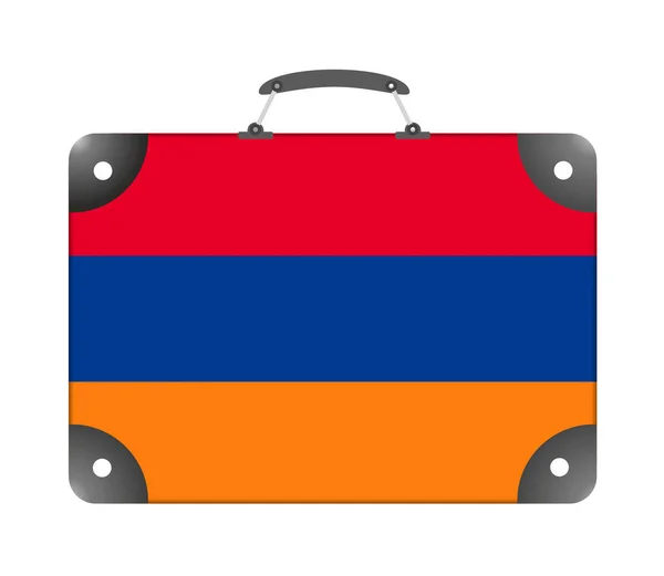 Bendera Negara Armenia Dalam Bentuk Koper Perjalanan Dengan Latar Belakang — Stok Foto