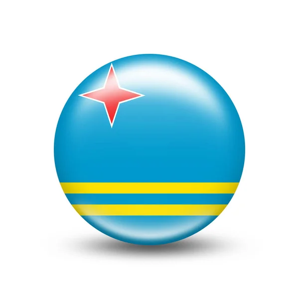 Aruba Country Flag Sphere White Shadow Illustration — Stock Photo, Image