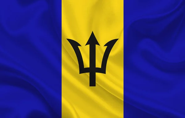 Barbados Země Vlajky Vlnité Hedvábí Tkaniny Pozadí Panorama Ilustrace — Stock fotografie