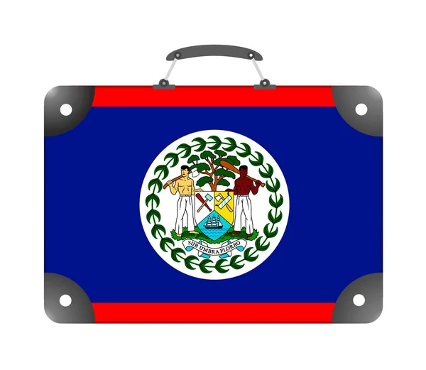 Belize Ország Zászló Formájában Egy Utazási Bőrönd Fehér Alapon Illusztráció — Stock Fotó