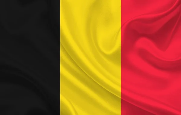 Belgium Country Flag Wavy Silk Fabric Background Panorama Illustration — Stock Photo, Image