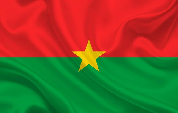 Bandera Burkina Faso País Sobre Tela Seda Ondulada Panorama Fondo —  Fotos de Stock