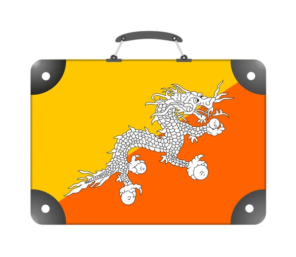 Bhutáni Ország Lobogója Fehér Hátterű Utazási Bőrönd Formájában Illusztráció — Stock Fotó