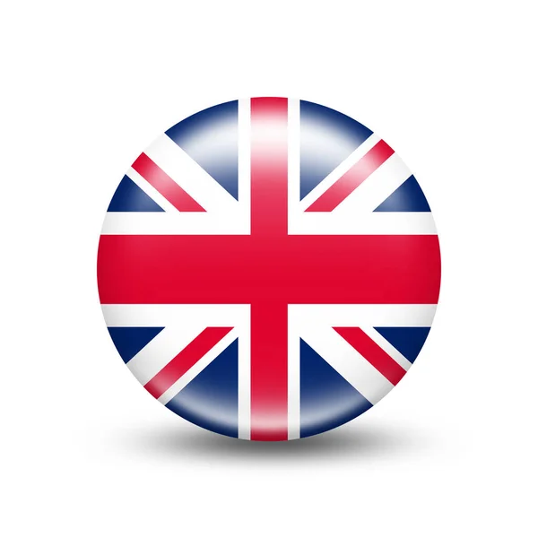 白い影を持つ球状の英国国旗 イラスト — ストック写真