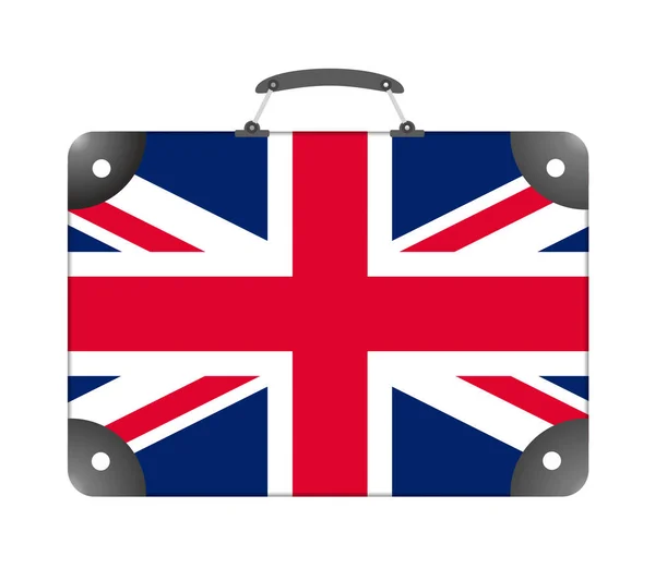 白い背景で旅行のためのスーツケースの形で英国の国の旗 イラスト — ストック写真