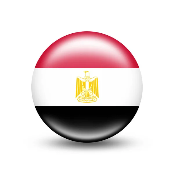 Drapeau Pays Egypte Dans Sphère Avec Ombre Blanche Illustration — Photo