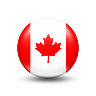Beyaz gölgeli bir daire içinde Kanada bayrağı - illüstrasyon