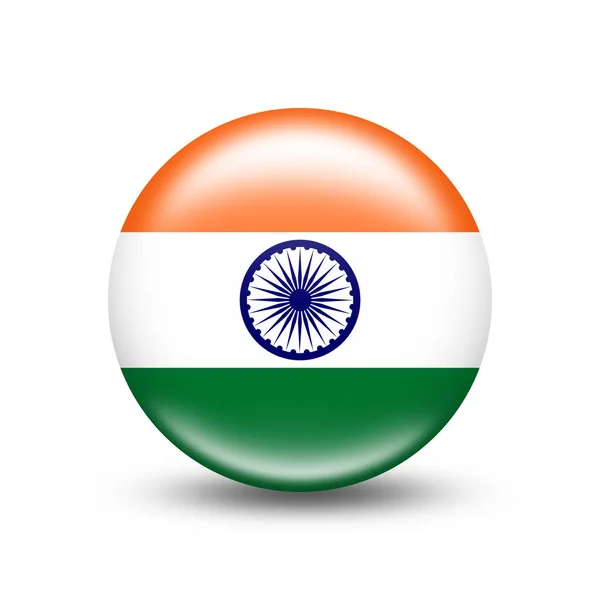 India Country Flag Sphere White Shadow Illustration — Stock Photo, Image