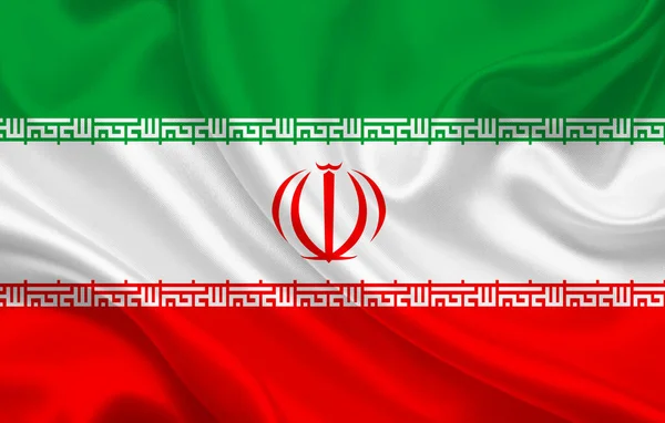 Drapeau Pays Iran Sur Fond Tissu Soie Ondulé Panorama Illustration — Photo