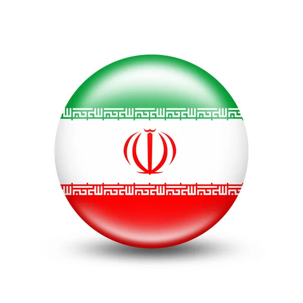 Cercle Drapeau Iranien Avec Ombre Blanche Illustration — Photo