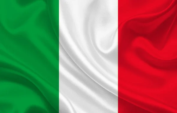 波纹丝织物背景全景上的意大利国旗 — 图库照片