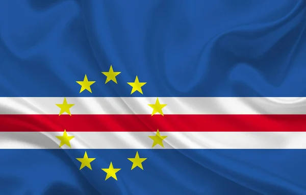 Bandera Cabo Verde Panorama Fondo Tela Seda Ondulada Ilustración —  Fotos de Stock
