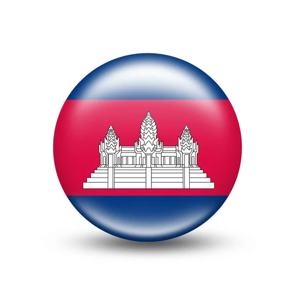 Cambodja Vlag Bol Met Witte Schaduw Illustratie — Stockfoto