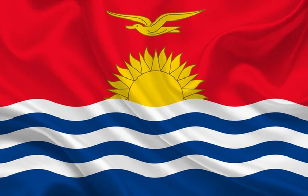 Drapeau Pays Kiribati Sur Fond Soie Ondulée Panorama Illustration — Photo