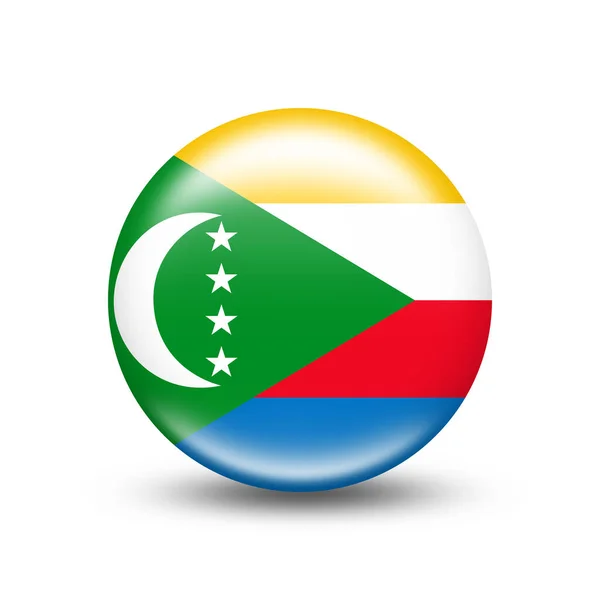 Komorská Vlajka Země Oblasti Bílým Stínem Ilustrace — Stock fotografie