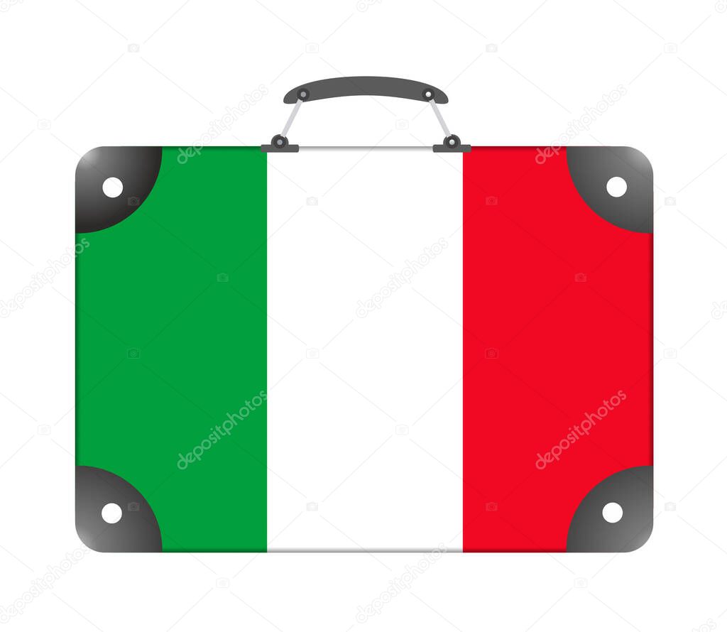 Italy flag in the form of a travel suitcase on a white background - illustration