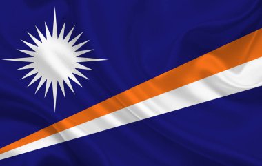 Marshall Adaları 'nın dalgalı ipek kumaş arka plan panoramasında bayrağı - illüstrasyon