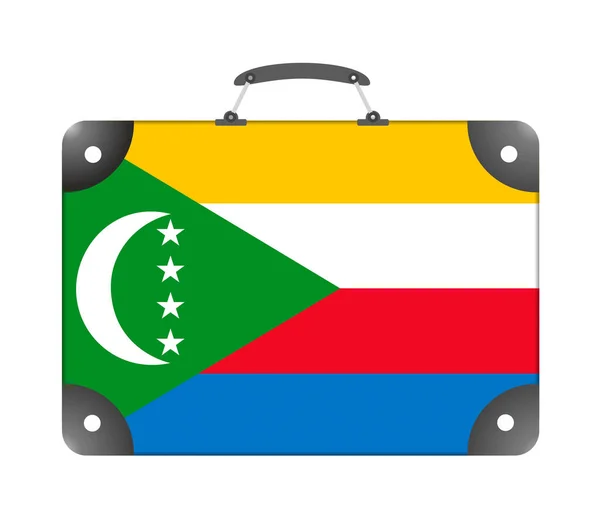 Komorská Vlajka Podobě Cestovního Kufříku Bílém Pozadí Ilustrace — Stock fotografie