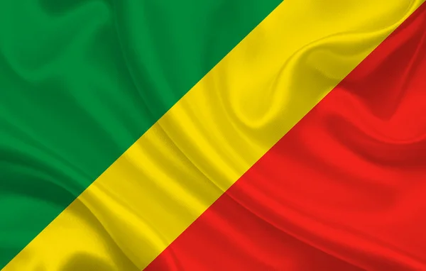 Bandera Del País Del Congo Panorama Fondo Tela Seda Ondulada — Foto de Stock