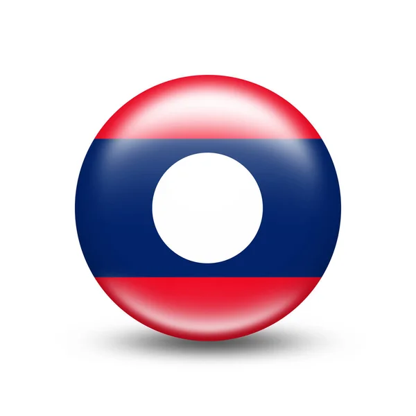 Laos Land Vlag Cirkel Met Witte Schaduw Illustratie — Stockfoto