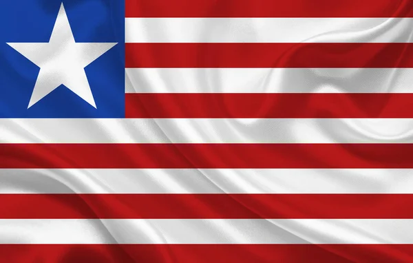 Bandeira País Libéria Pano Fundo Ondulado Seda Panorama Ilustração — Fotografia de Stock
