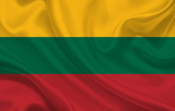 Bandeira País Lithuania Pano Fundo Ondulado Seda Panorama Ilustração — Fotografia de Stock