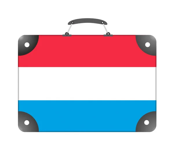 Luxembourg Country Flag Form Travel Suitcase White Background Illustration — Stock Photo, Image