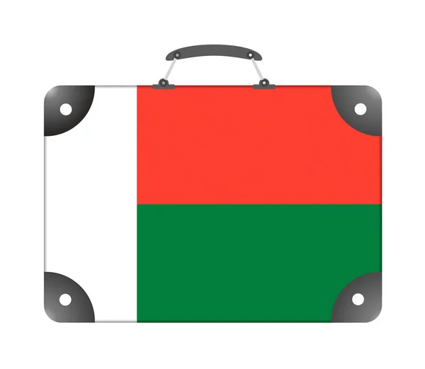 白い背景に旅行スーツケースの形でマダガスカルの国旗 イラスト — ストック写真
