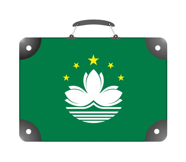 Σημαία Χώρας Μακάο Μορφή Ταξιδιωτικής Βαλίτσας Λευκό Φόντο Εικονογράφηση — Φωτογραφία Αρχείου