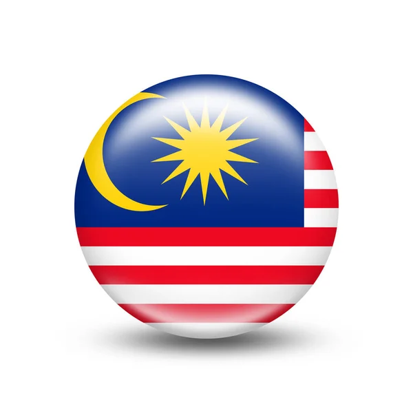 Bendera Negara Malaysia Dalam Bola Dengan Bayangan Putih Ilustrasi — Stok Foto