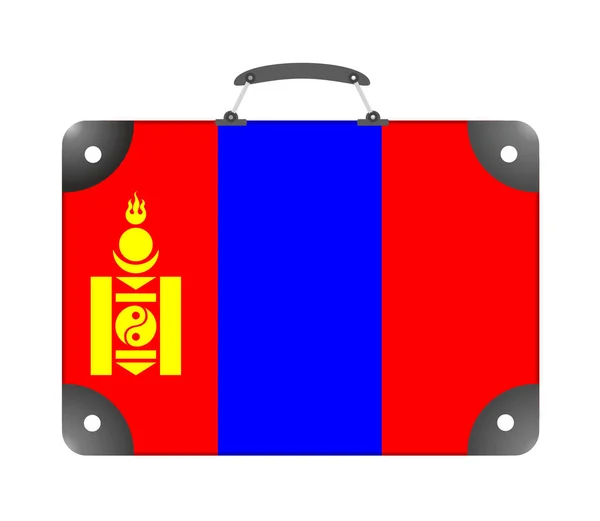 Flag Country Mongolia Form Suitcase Travel White Background Illustration — Stock Photo, Image