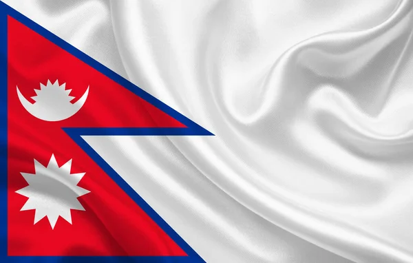 Nepal Country Flag Wavy Silk Fabric Background Panorama Illustration — Stock Photo, Image