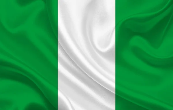 Nigeria Country Flag Wavy Silk Fabric Background Panorama Illustration — Stock Photo, Image