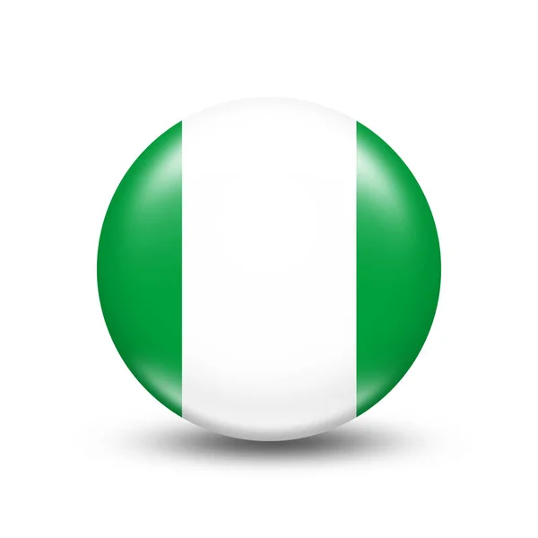 Nigeria Land Flagga Sfär Med Vit Skugga Illustration — Stockfoto