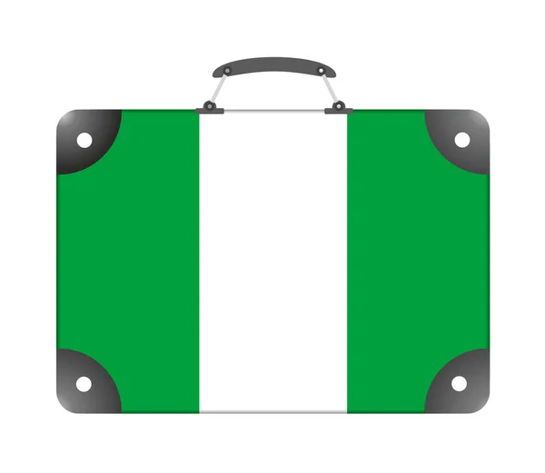 Bendera Negara Nigeria Dalam Bentuk Koper Perjalanan Dengan Latar Belakang — Stok Foto
