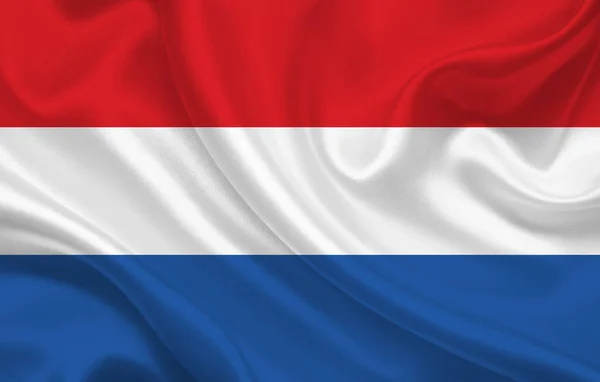 Bendera Negara Belanda Pada Latar Belakang Kain Sutra Bergelombang Panorama — Stok Foto