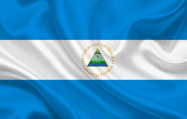 Nicaragua Land Vlag Golvende Zijde Stof Achtergrond Panorama Illustratie — Stockfoto